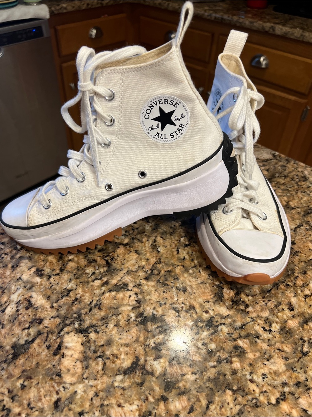 Converse Run Star Hike hightop platform sneaker, black & gum sole, unisex